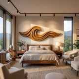 Wooden Ocean Wave Wall Art For Cozy Living Room Decor