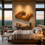 Artistic Wave Inspired Wood Wall Art For Apartment Interior
