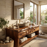 Modern Organic Floating Wooden Bathroom Vanity For Bathroom