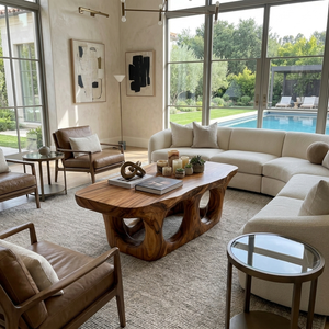 Organic Coffee Table With Sculptural Open Arch Base For Living