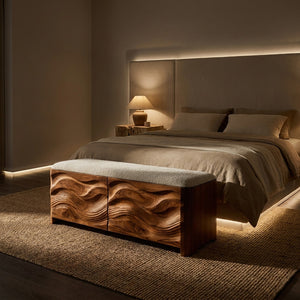 Contemporary Wooden Storage Bench For Bedroom Space