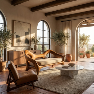 Organic Sculptural Natural Wood Sofa For Statement Hallway