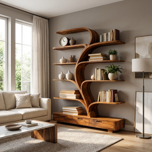 Organic Natural Wood Bookshelf Branch Shape For Home Decor