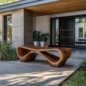 Modern Sculptural Outdoor Bench With Curved Design For Garden