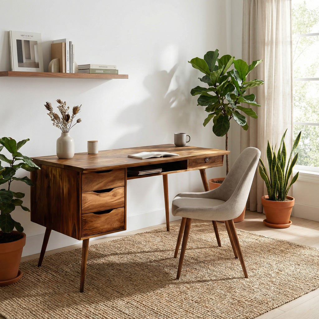 Scandinavian Wooden Writing Desk For Home Office