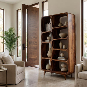 Contemporary Solid Wood Bookshelf For Coastal Interior