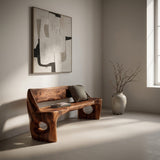 Modern Natural Wood Statement Seating Bench For Living Room