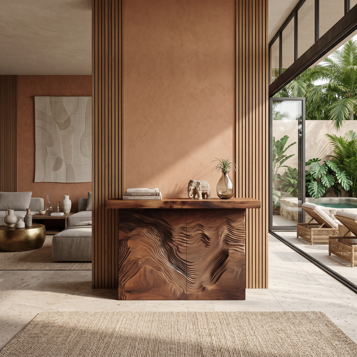 Modern Live Form Console Table For Resort Lounge Interior