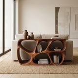 Elegant Wood Console Table With Open Storage For Living Room