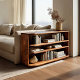 Minimal Natural Wood Console Table For Living Room Storage