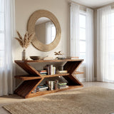 Contemporary Sculpture Wood Console Table For Modern Living Room