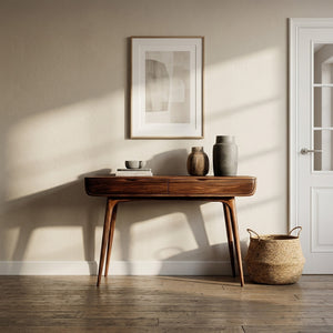 Mid Century Natural Wood Console Table For Hallway Decor
