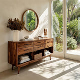 Modern Wooden Console Table With Open Shelf For Entryway