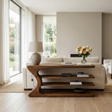 Artistic Natural Wood Console Table For Minimal Entry Interior