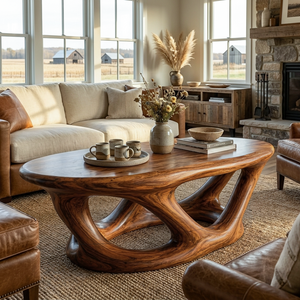 Wooden Coffee Table With Architectural Open Base For Luxury Interior