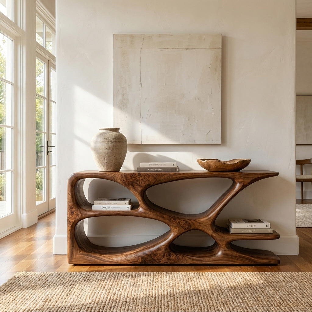 Minimalist Natural Wood Console Table For Living Space