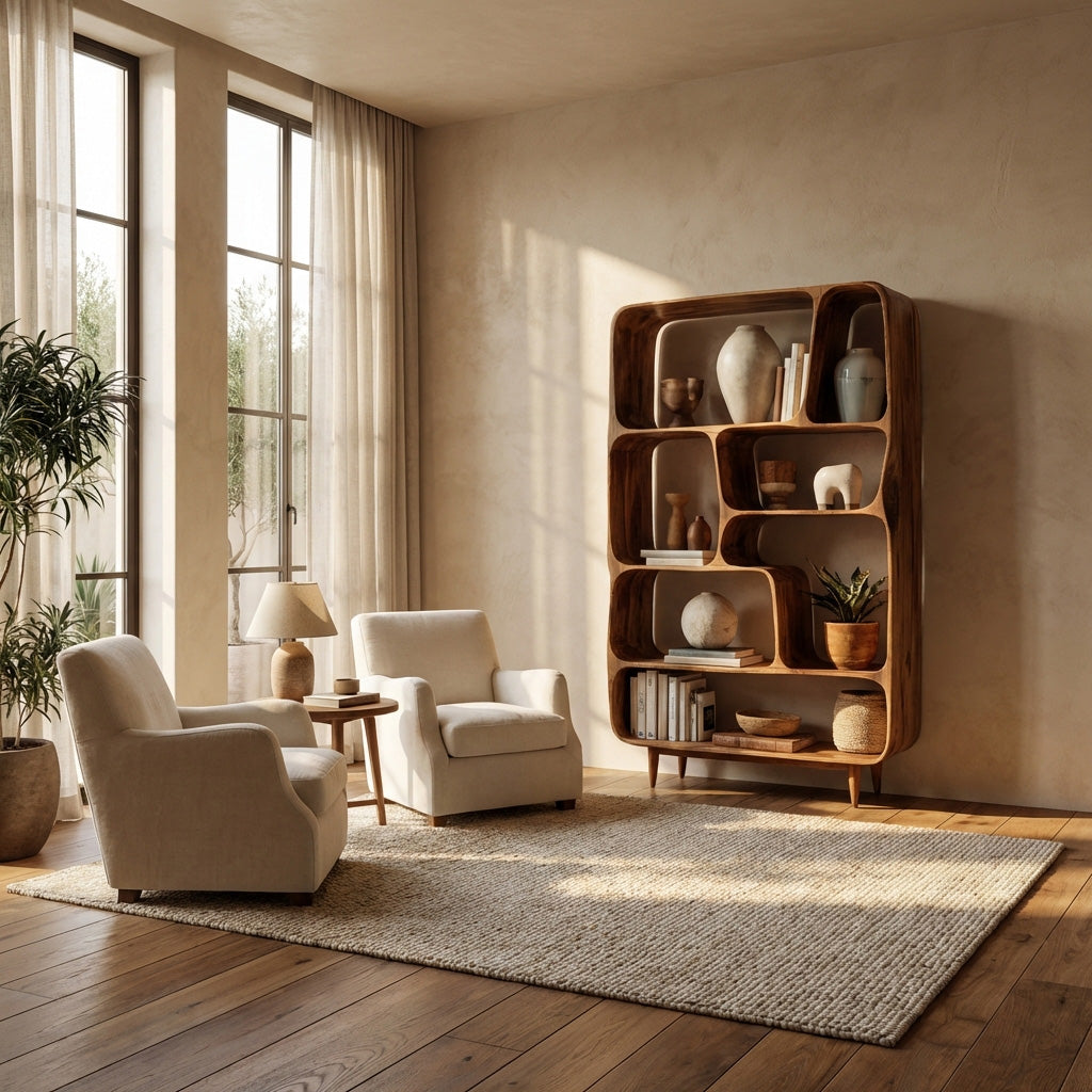Mid Century Wood Bookshelf For Home Interiors