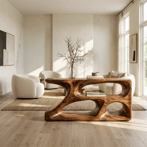 Organic Natural Wood Console Table For Statement Home