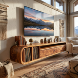 Floating Walnut TV Cabinet Vinyl Record Storage