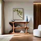 Organic Sculptural Wooden Console Table For Cozy Living Room