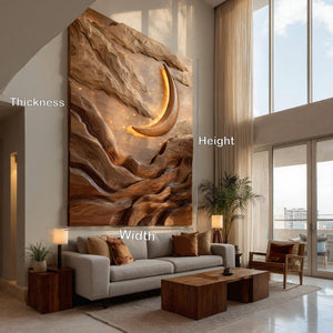 Crescent Moon Mountain Wood Wall Art For Living Decor