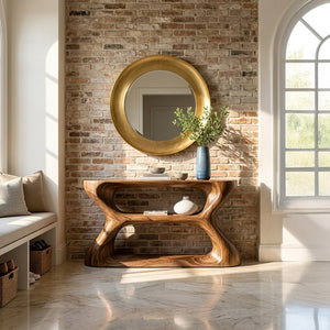 Organic Style Natural Wood Console Table For Living Room