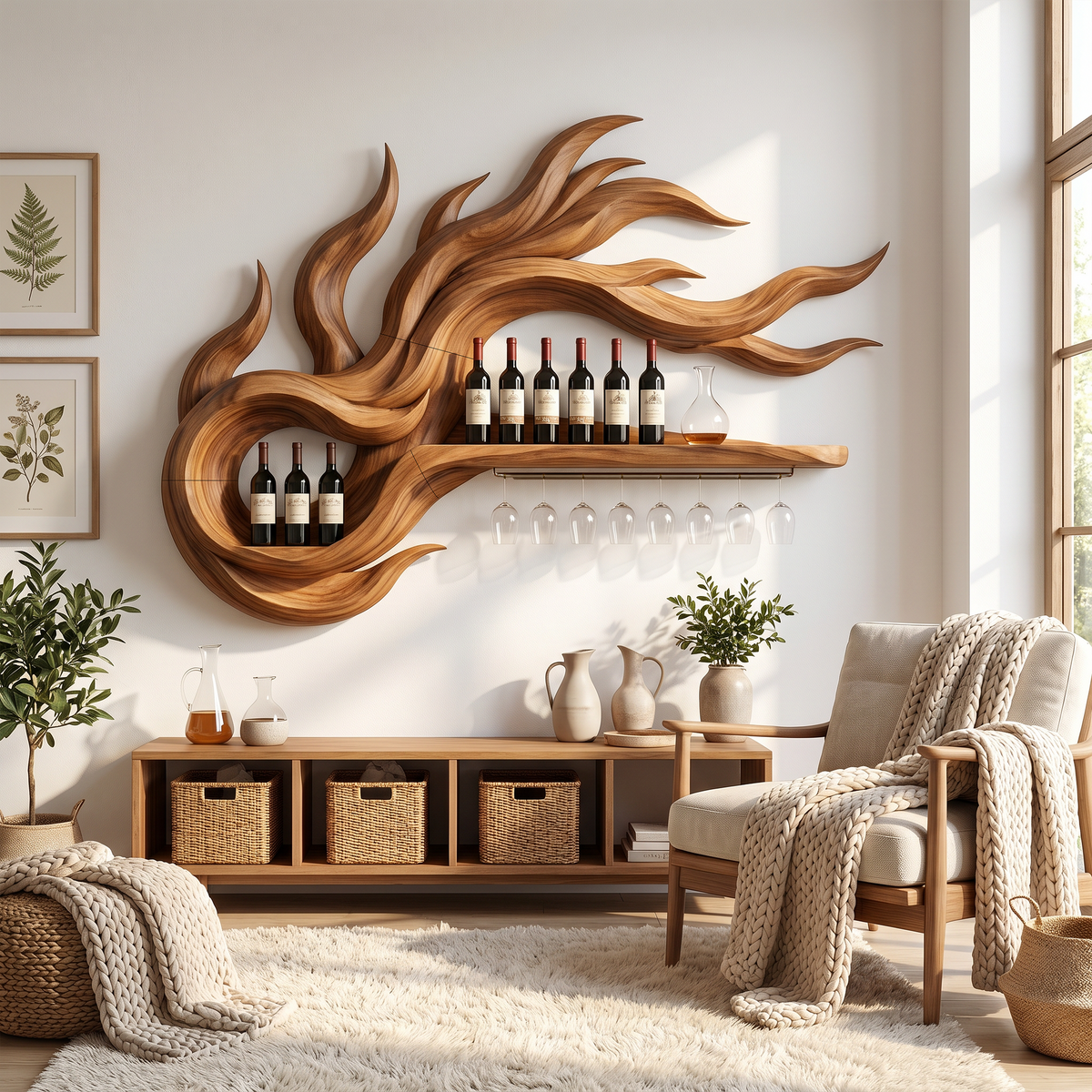 Handcrafted Modern Wine Rack Wall Mounted For Kitchen