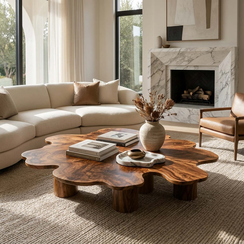 Organic Live Edge Coffee Table For Contemporary Home