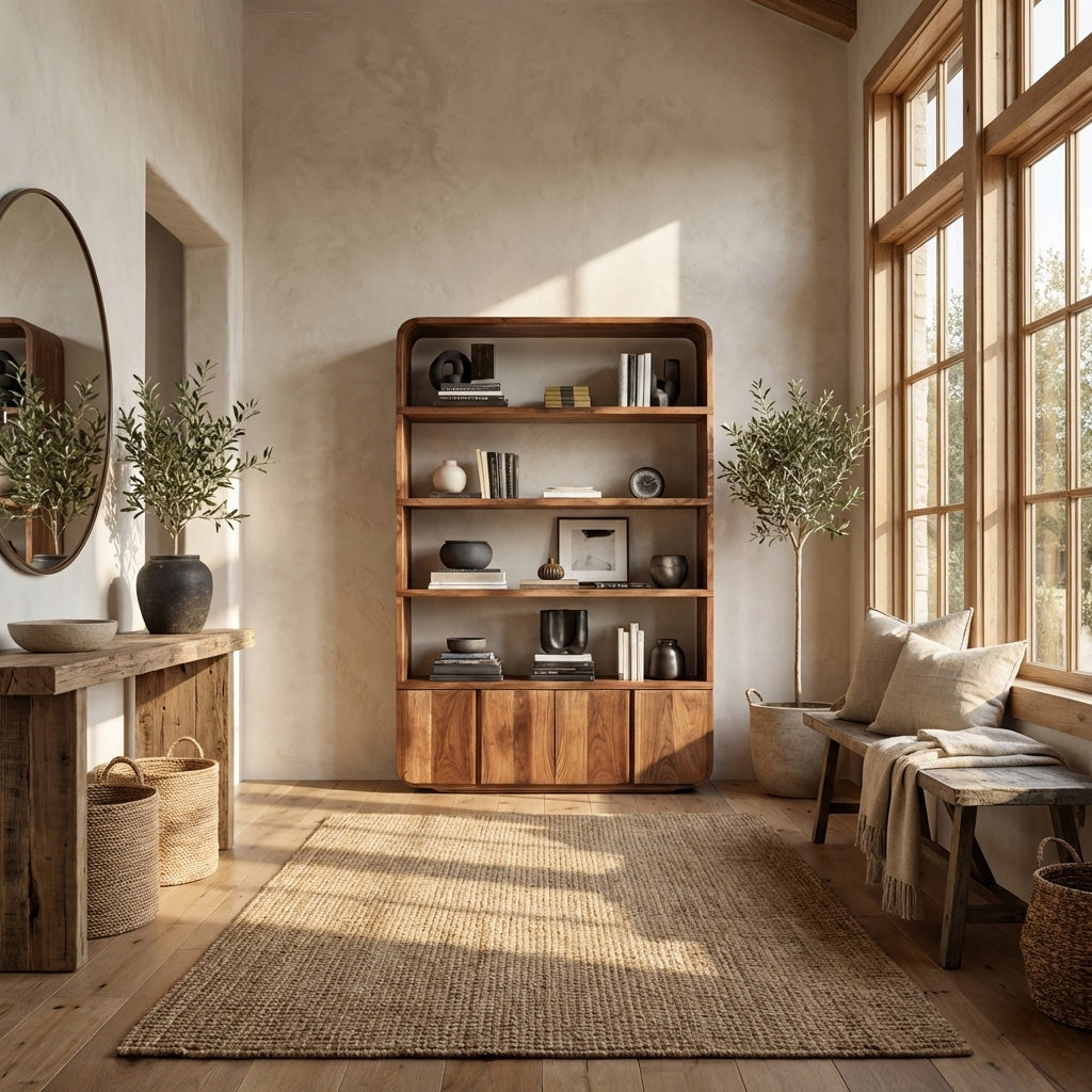 Elegant Natural Wood Bookcase For Modern Home