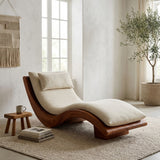 Minimalist Natural Wood Lounge Chair For Bedroom Decor
