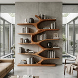 Modern Sculptural Bookshelf With Organic Design For Living Room
