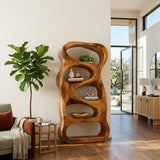 Organic Wooden Book Storage For Living Furniture