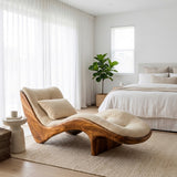 Organic Modern Natural Wood Lounge Chair For Reading Nook