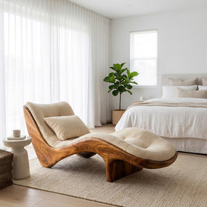Organic Modern Natural Wood Lounge Chair For Reading Nook