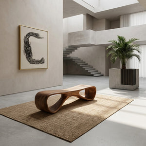 Organic Wooden Bench For Living Room Accent