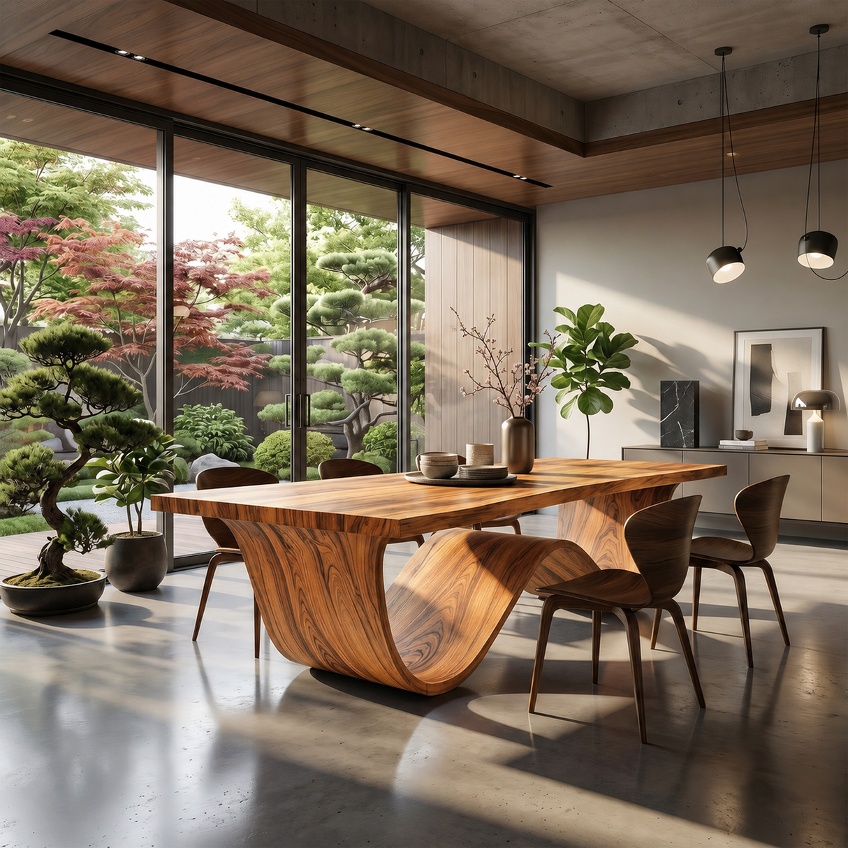 Sculptural Dining Table For Tropical Dining Space