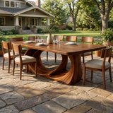 Wooden Dining Table With Artistic Base For Dining Room