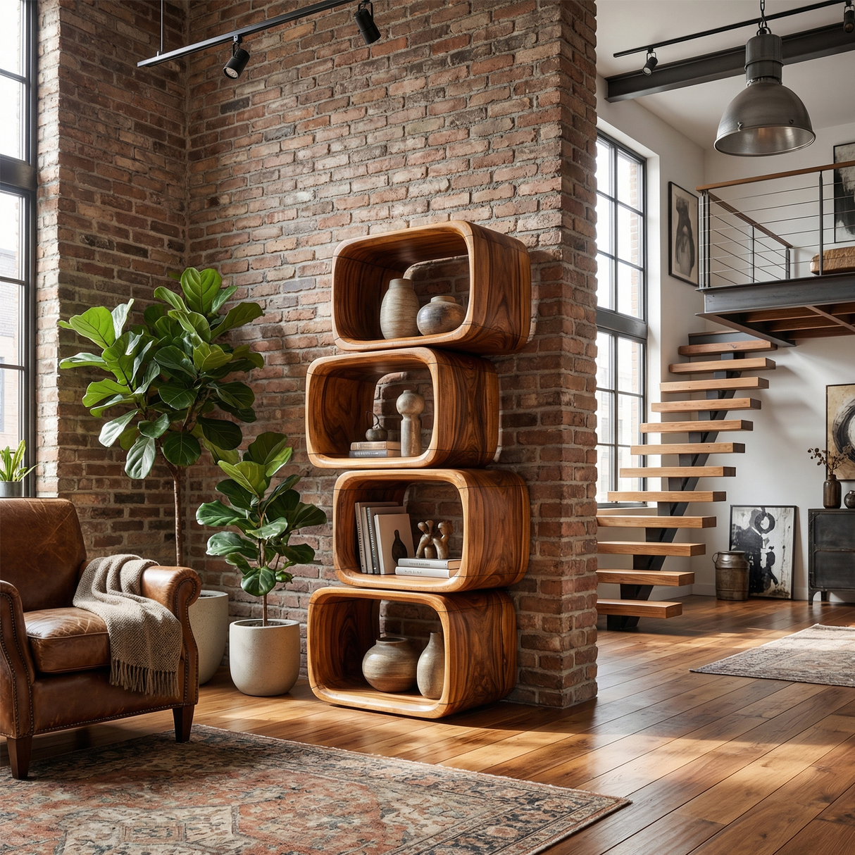 Modern Natural Wood Bookshelf For Home Living Decor