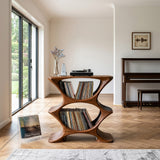 Contemporary Record Player Cabinet With 2-Tier Shelf For Living Room