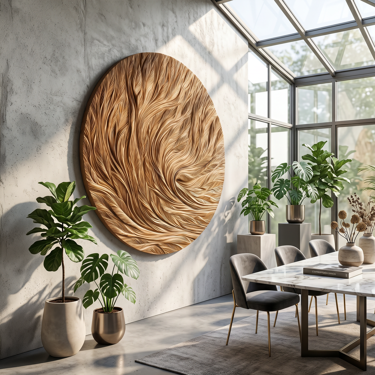 Organic Wall Art With Flowing Wood Texture For Living Room