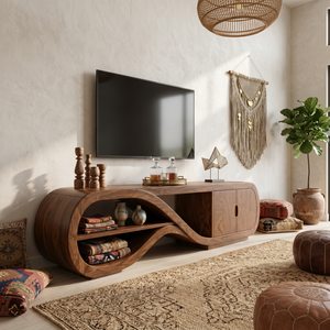 Organic Curved TV Cabinet Contemporary Living Room