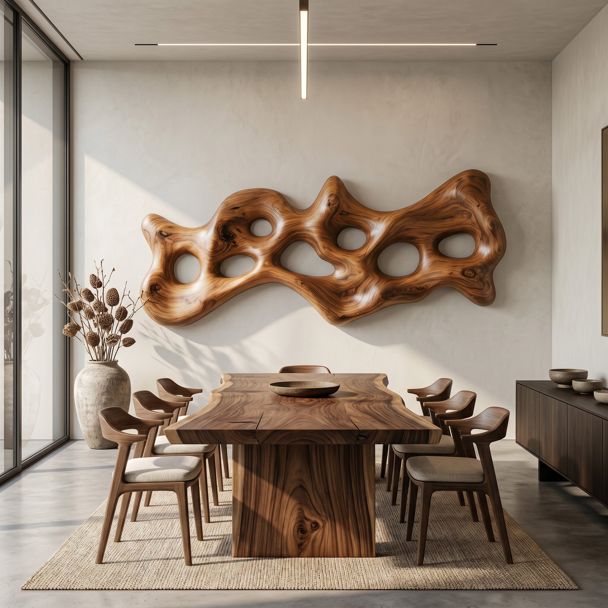 Organic Wall Art Sculpture With Carved Design For Living Room – ET