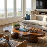 Wooden Coffee Table With Live Edge For Modern Living Room
