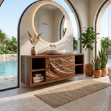 Luxury Mountain Carved Floating Bathroom Vanity For Spa Bathroom