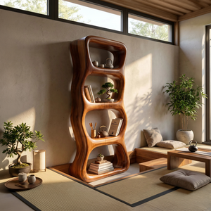 Contemporary Handcrafted Bookshelf Storage Organizer For Living Space