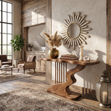 Bohemian Curved Base Console Table Cozy Entryway