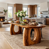 Mid Century Wooden Dining Table With Sculptural Form For Home