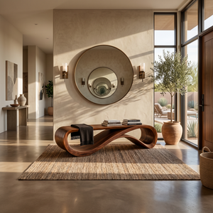 Contemporary Bench With Wave Shape For Living Room