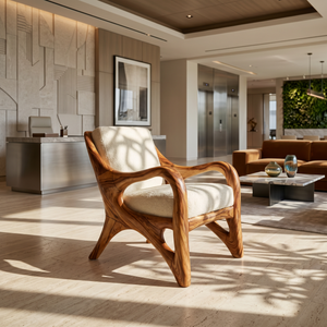 Organic Wood Reading Chair with Contemporary Artistic Form