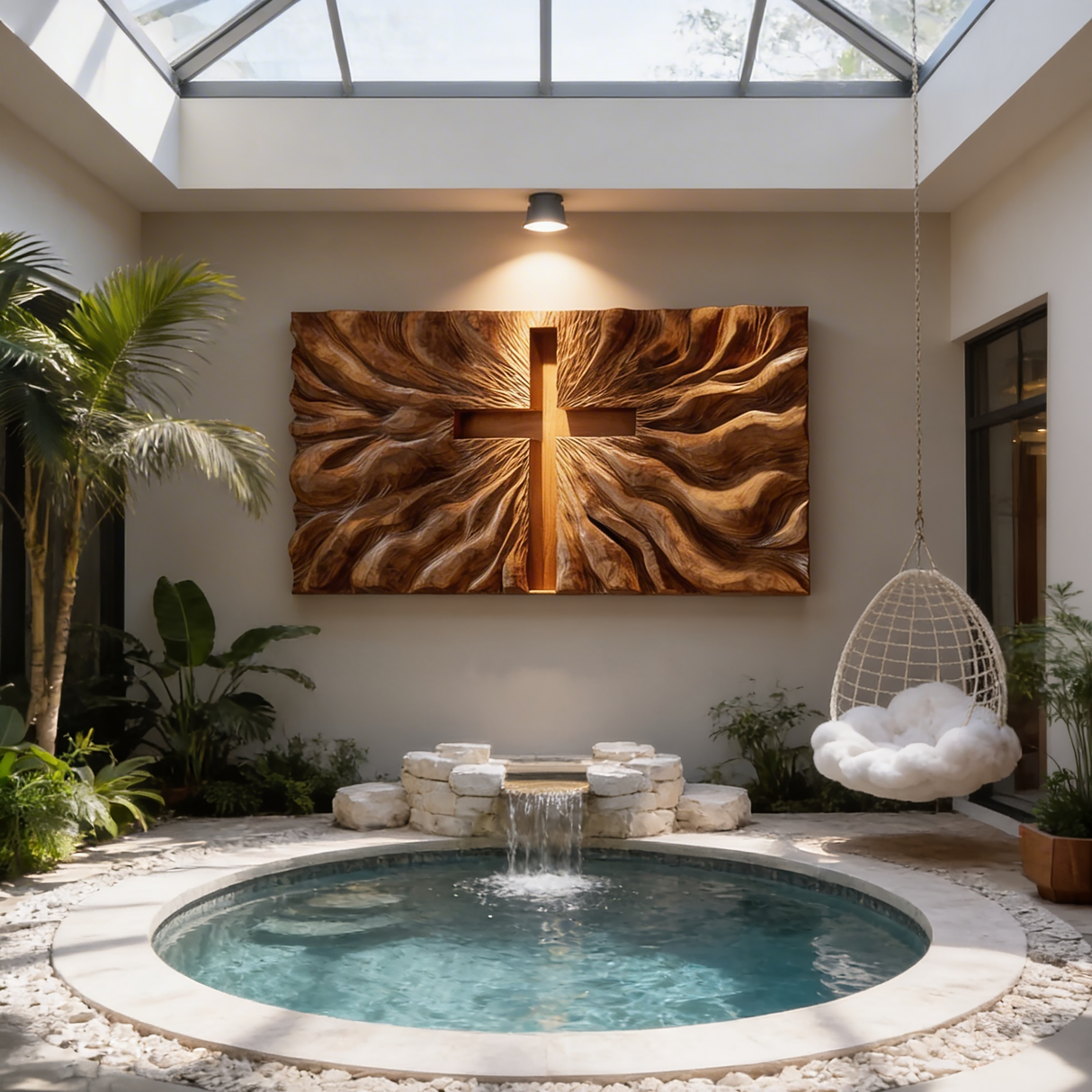 Modern Illuminated Cross Wood Wall Art For Living Room Decor